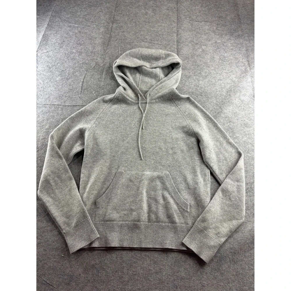 Banana Republic 100% Cashmere Hoodie Sweater Gray Knit Pullover Mens Medium